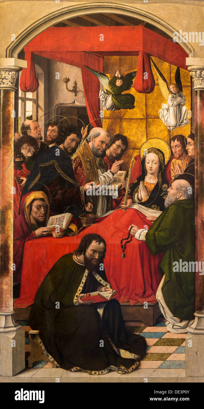 15e siècle - La mort de la Vierge, fin du 15e siècle - Maître de Santa Clara Palencia huile sur toile Banque D'Images