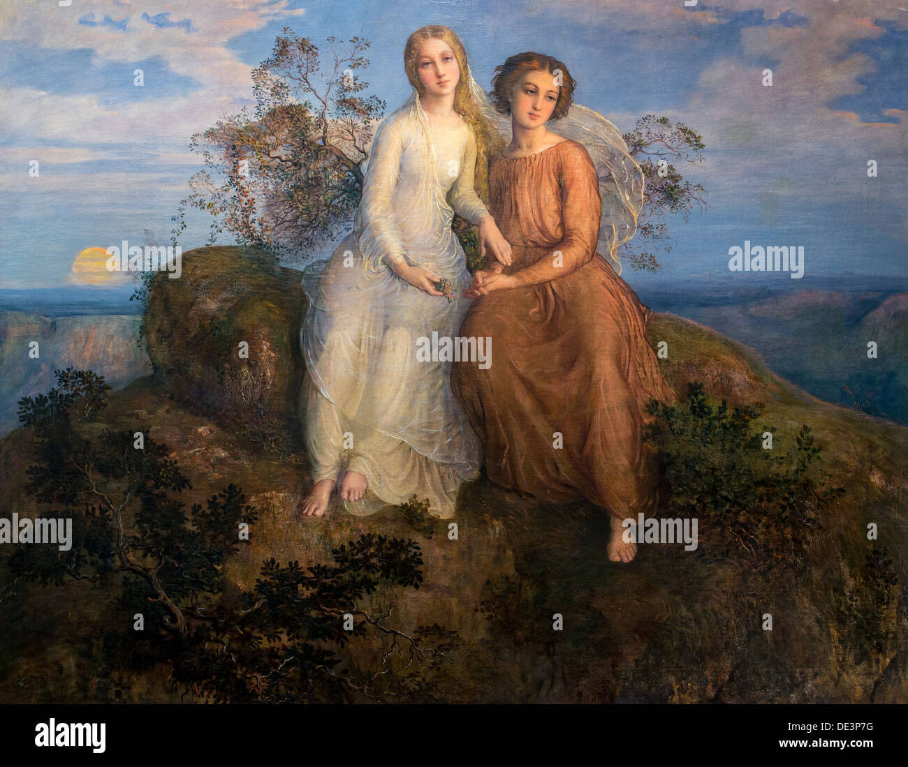 19e siècle - Le Poème de l'âme, un soir, vers 1850 - Louis Janmot huile sur toile Banque D'Images 19e siècle - Le Poème de l'âme, un soir, vers 1850 - Louis Janmot huile sur toile Banque D'Images
