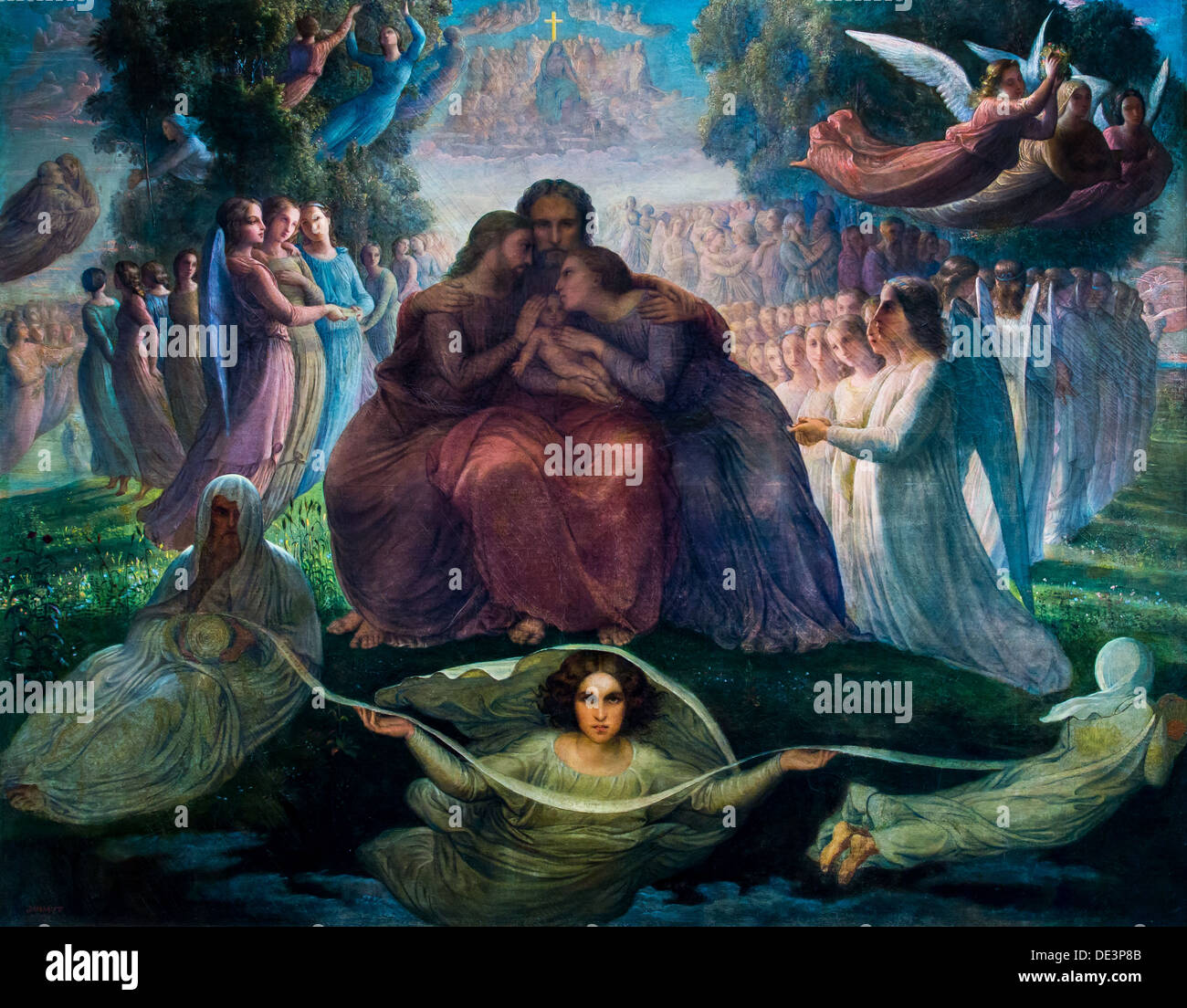 19e siècle - Le Poème de l'âme, génération divine, vers 1850 - Louis Janmot huile sur toile Banque D'Images