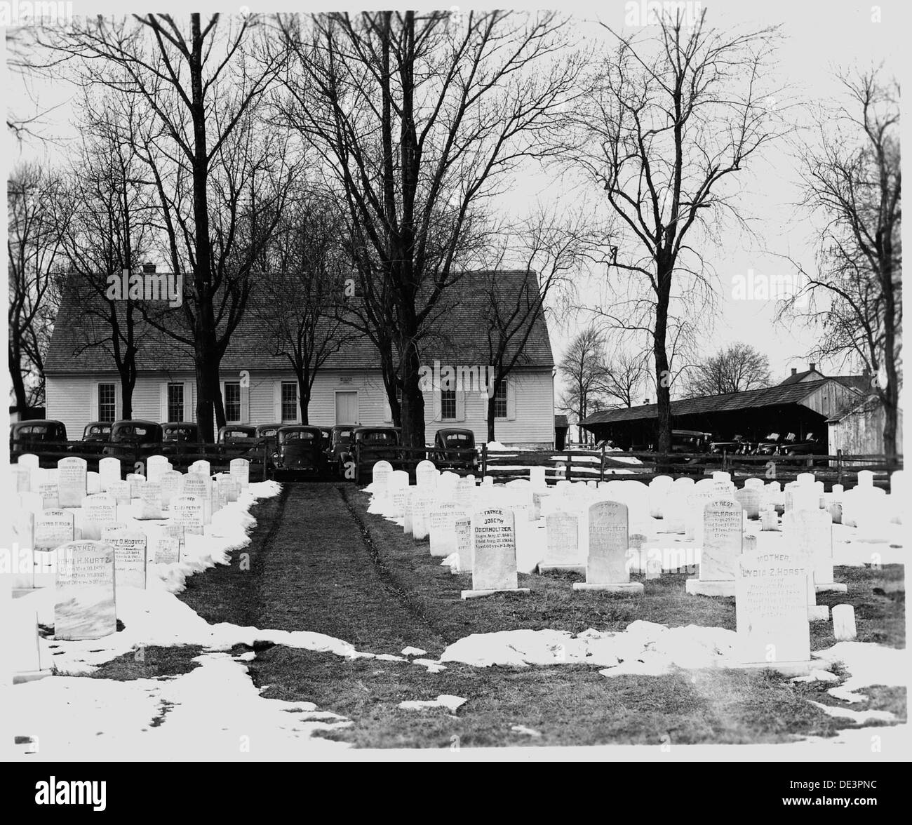 Le lieu de réunion des Mennonites de la conférence Weaverland dans le comté de Lancaster, en Pennsylvanie, près de New Holland. Ce groupe suit les pratiques mennonites traditionnelles en mettant l'accent sur le culte communautaire et les rassemblements religieux. Banque D'Images
