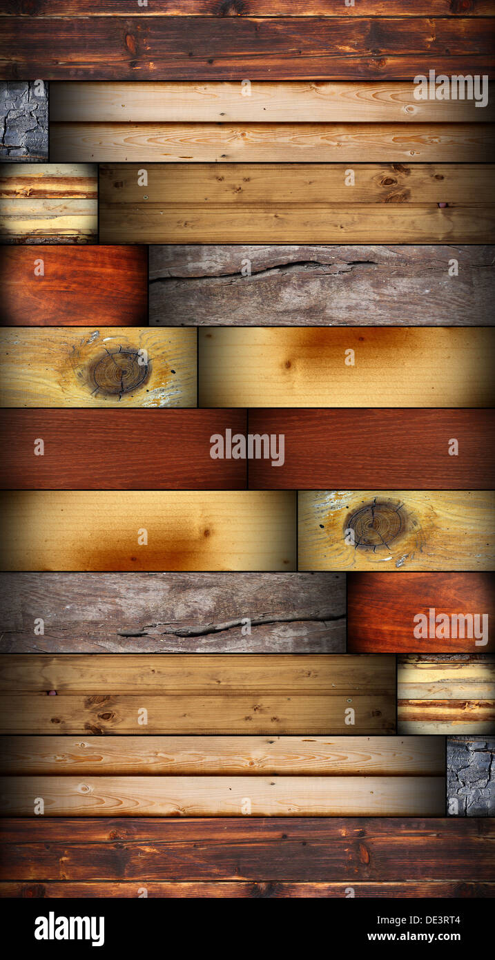 Beaucoup de texture dans la conception unique avec des tuiles en bois Banque D'Images