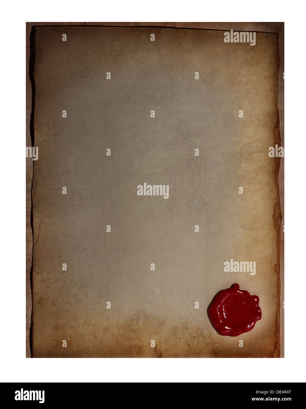 Vieux papier d'un cachet de cire Banque D'Images