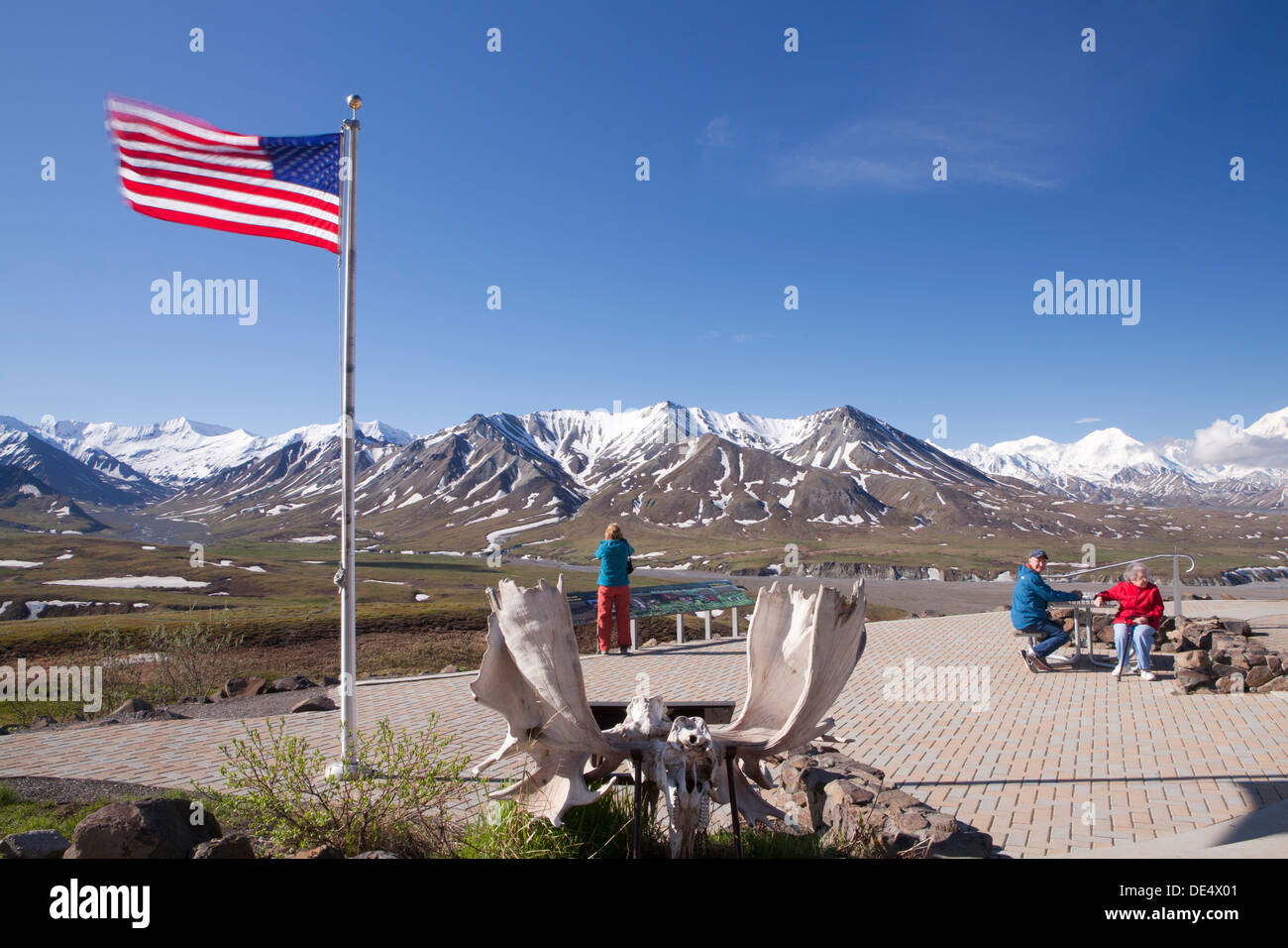 Vue sur le mont McKinley Denali ou d'Eielson Visitor Center, le Parc National Denali et préserver, Alaska, États-Unis d'Amérique Banque D'Images