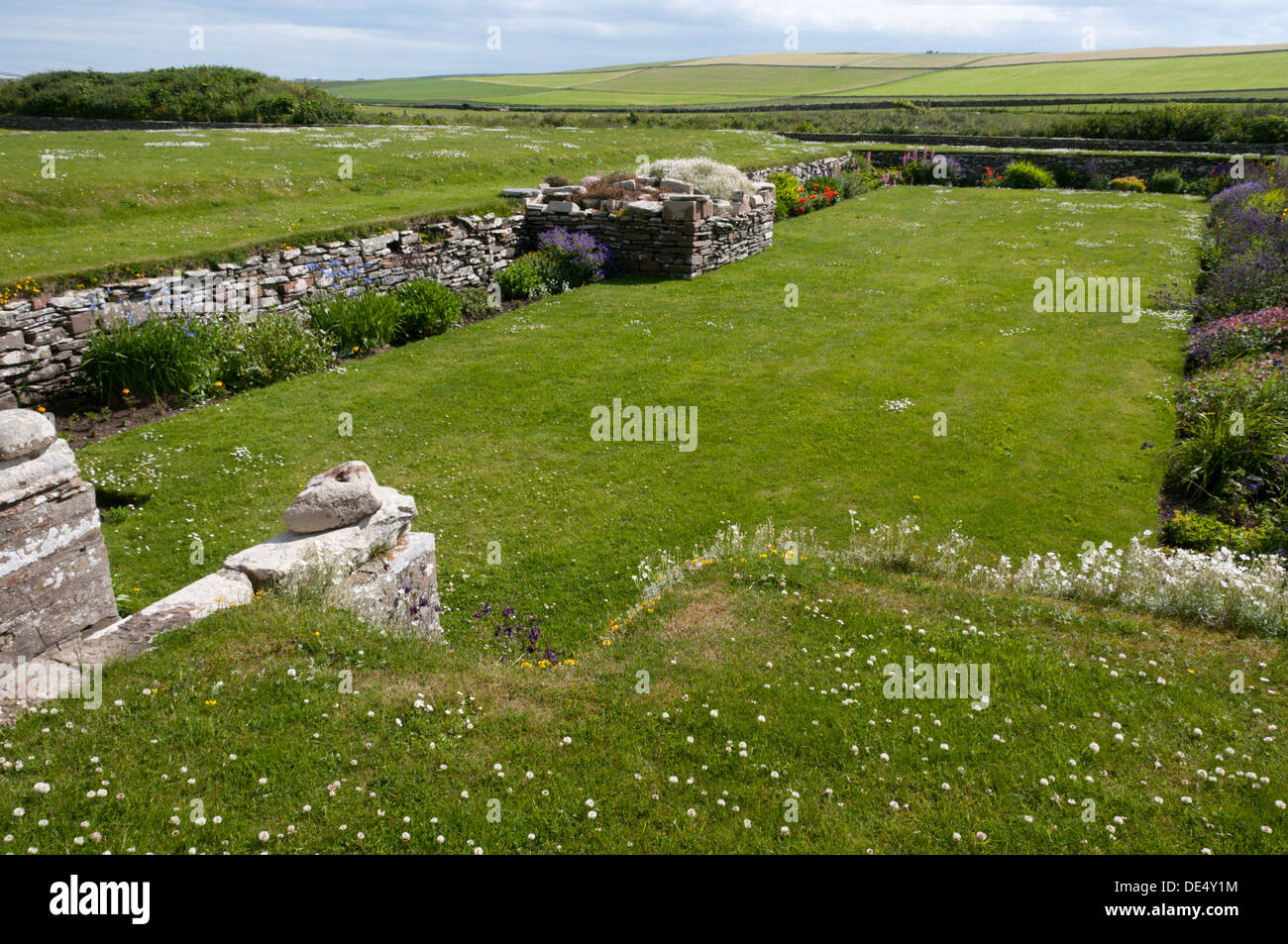 Le jardin en contrebas à Skaill House sur le continent, Orkney. Banque D'Images