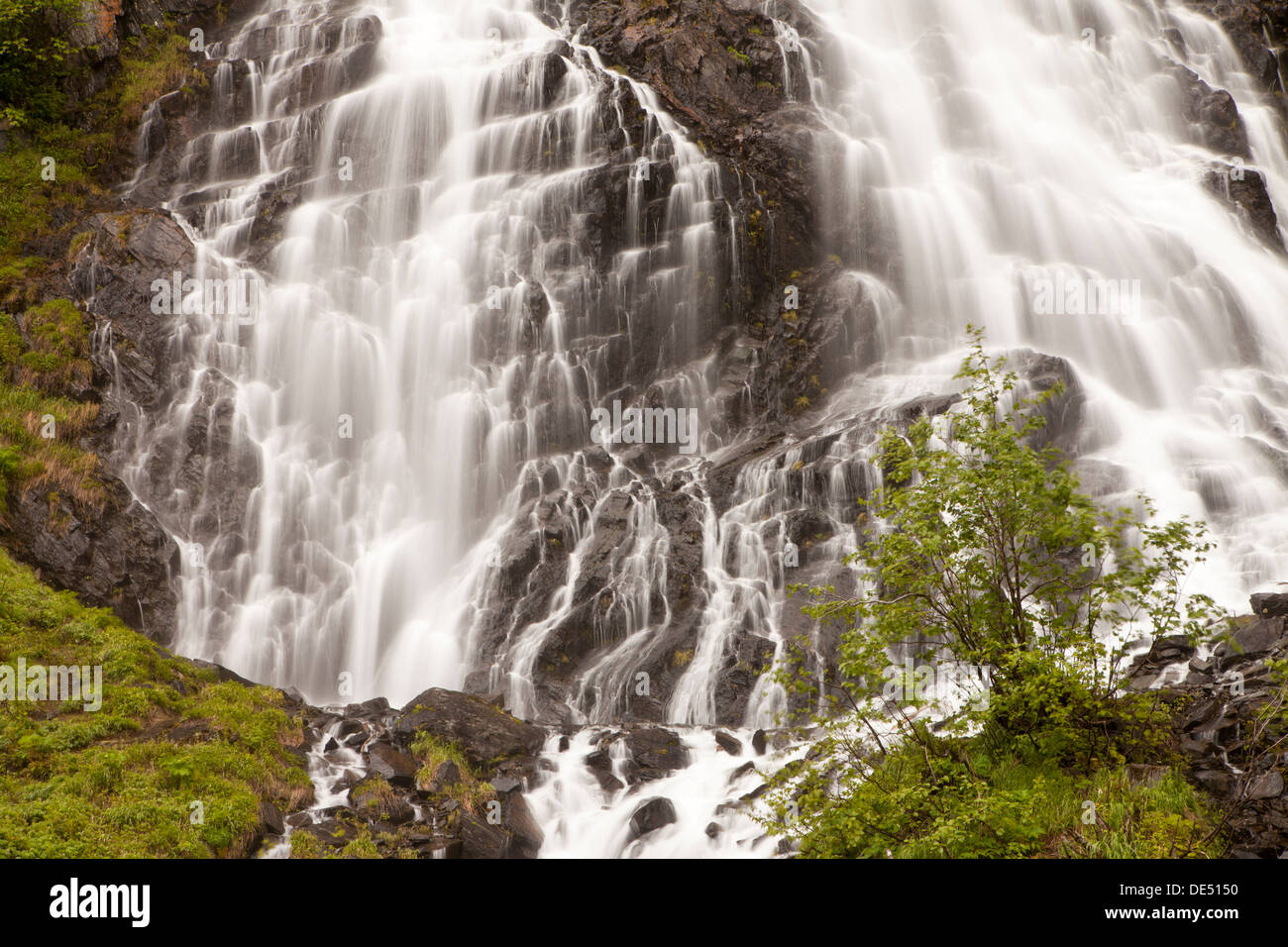 La prêle falls, Keystone canyon, Valdez, Alaska, États-Unis d'Amérique Banque D'Images