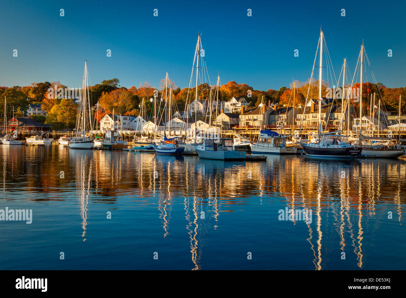 Matin d'automne dans le port de Camden, Camden Maine, États-Unis Banque D'Images