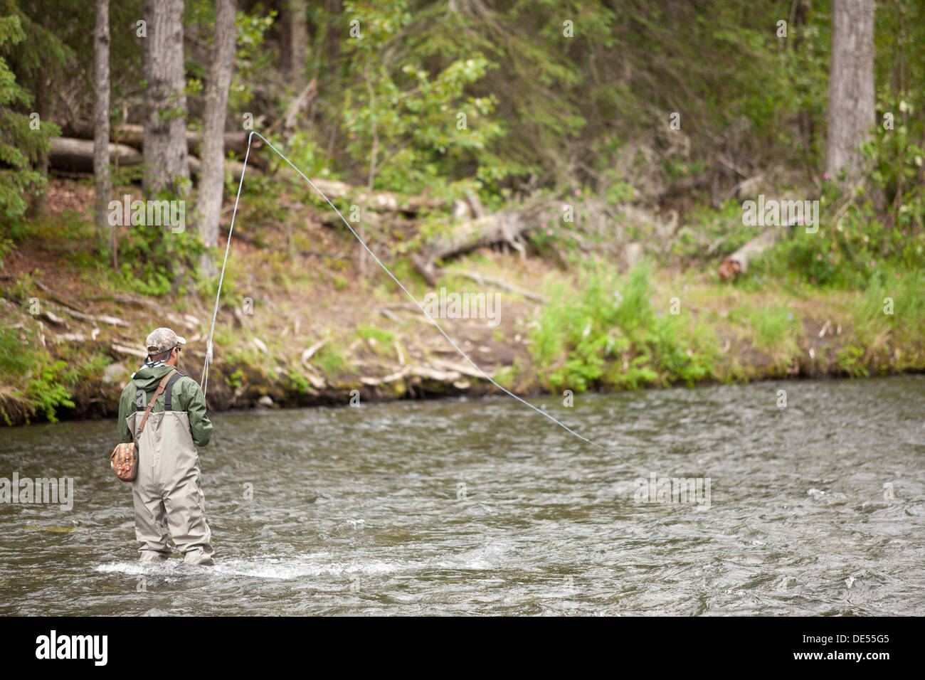 Les pêcheurs de la rivière russe, Skilak Wildlife Recreation Area, péninsule de Kenai, Alaska, États-Unis d'Amérique Banque D'Images