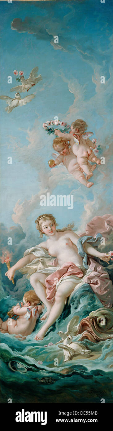 Vénus sur les vagues ; François Boucher, Français, 1703 - 1770 ; 1769 ; Huile sur toile Banque D'Images