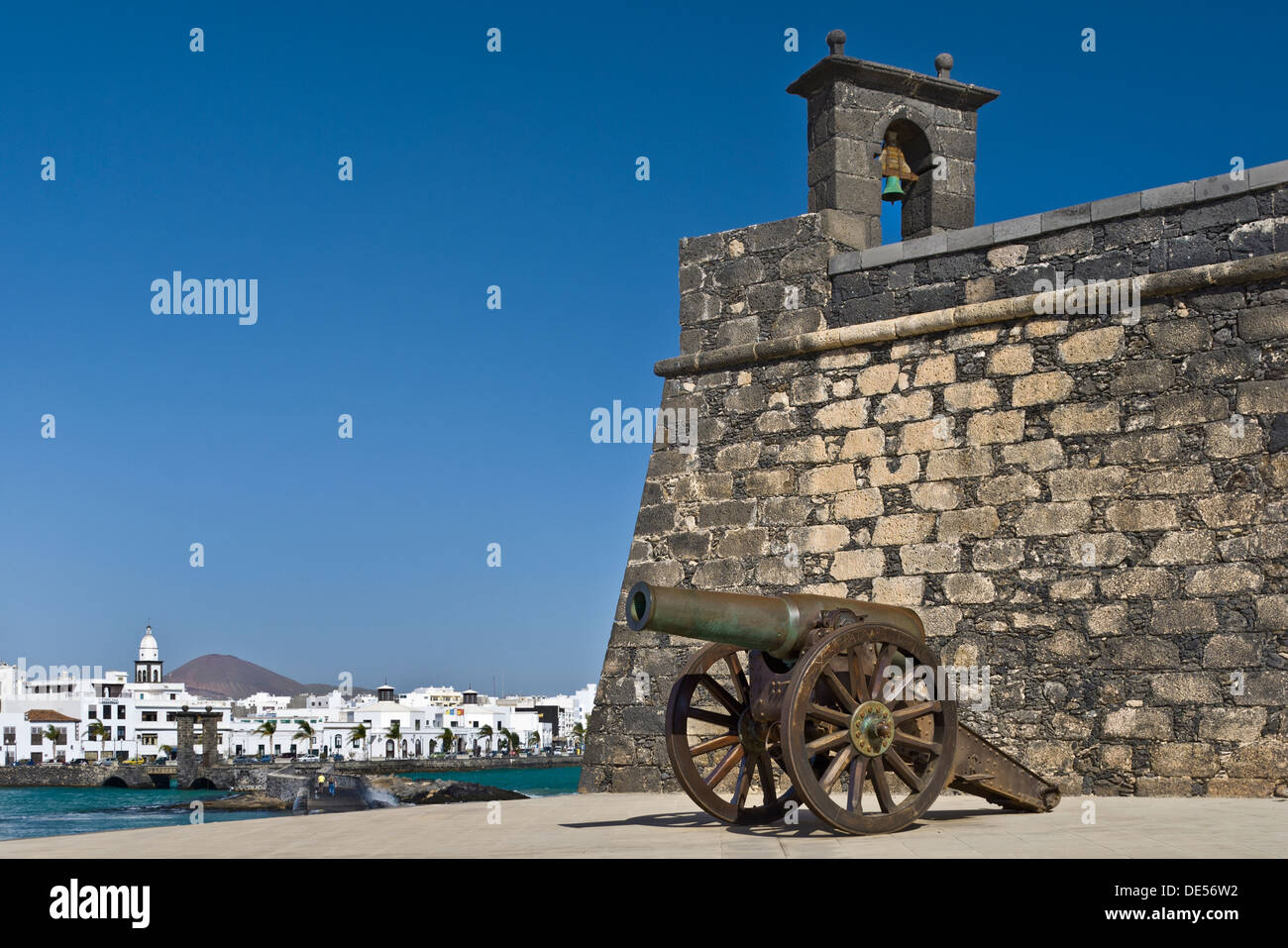Canon d'artillerie Arrecife à Castillo de San Gabriel, Arrecife Lanzarote Iles Canaries Espagne Banque D'Images