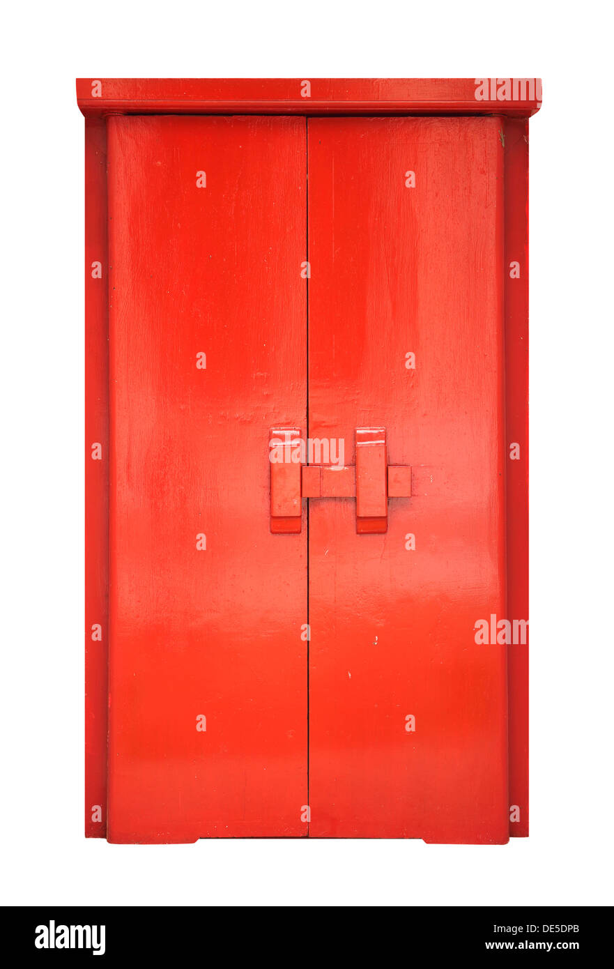 En bois de style traditionnel Thaïlandais loquet sur fond blanc (avec chemin de détourage) Banque D'Images