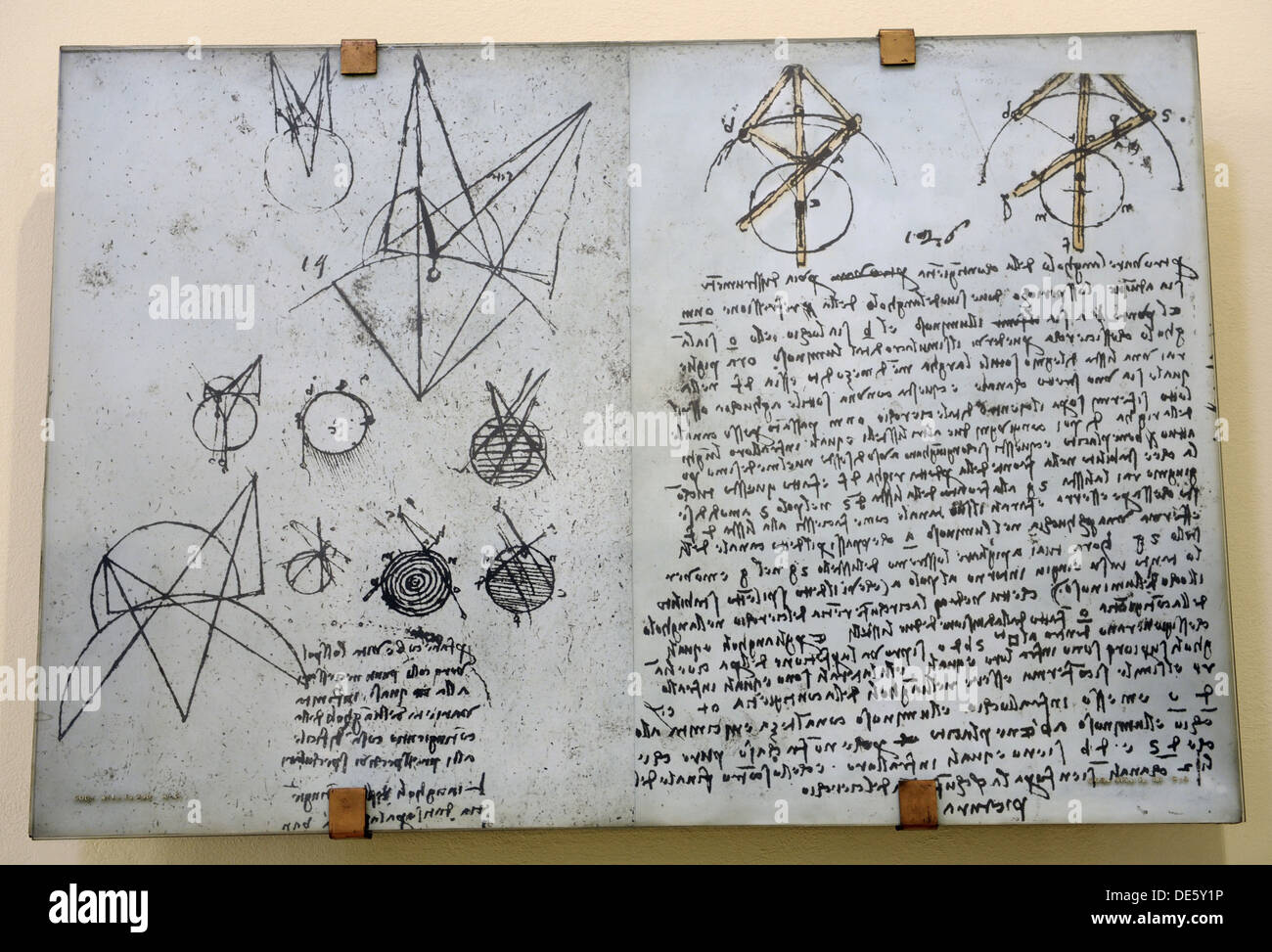 Le problème d'Alhazen de Codex Codex atlanticus (Atlantique) par Leonardo da Vinci. Banque D'Images