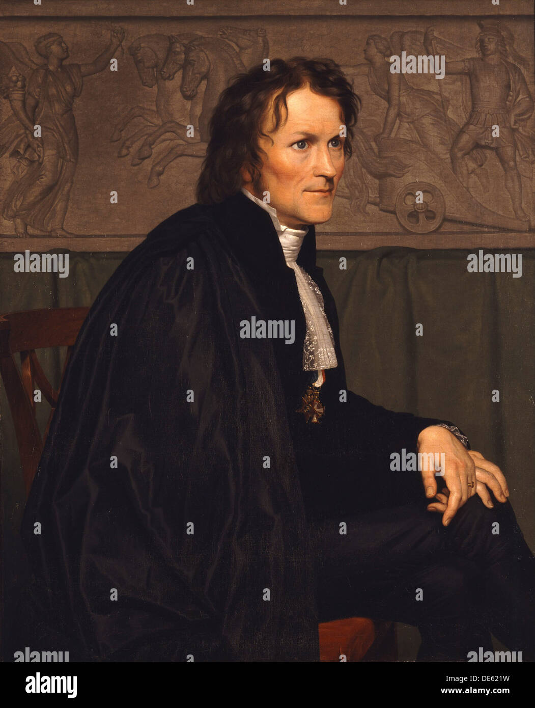 Portrait du sculpteur Bertel Thorvaldsen (1770-1844), 1838. Artiste : Christoffer-Wilhelm, Eckersberg (1783-1853) Banque D'Images
