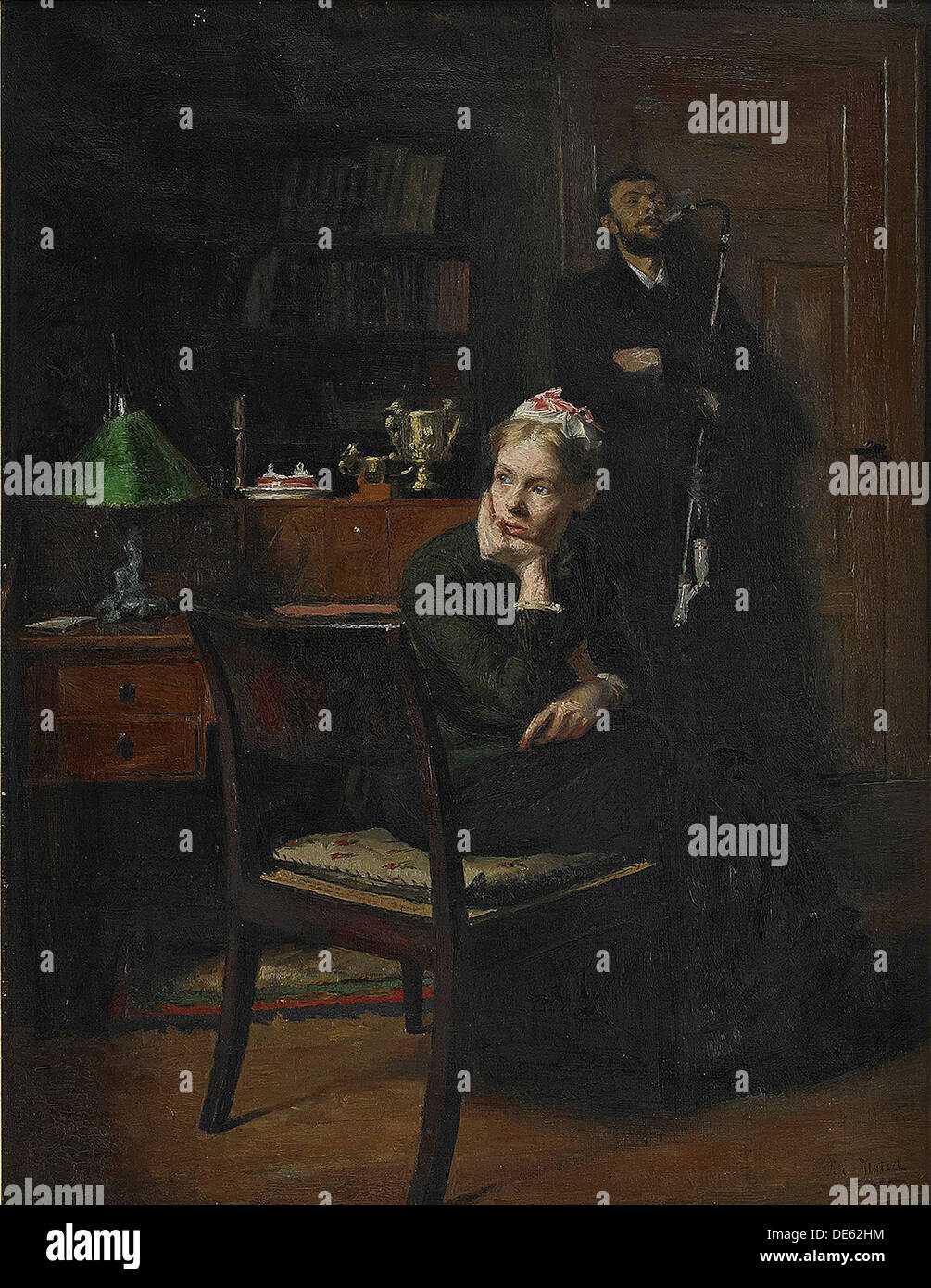 Scène de famille dans un intérieur, 1885. Artiste : Peter Ilsted, Vilhelm (1861-1933) Banque D'Images