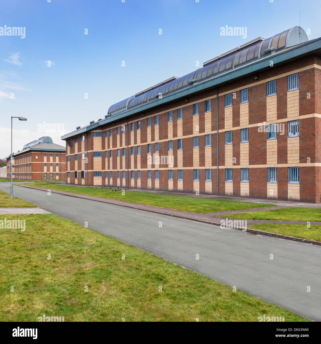 Une rangée de blocs de cellules dans l'une des prisons de Sa Majesté dans le Lancashire au Royaume-Uni. Banque D'Images