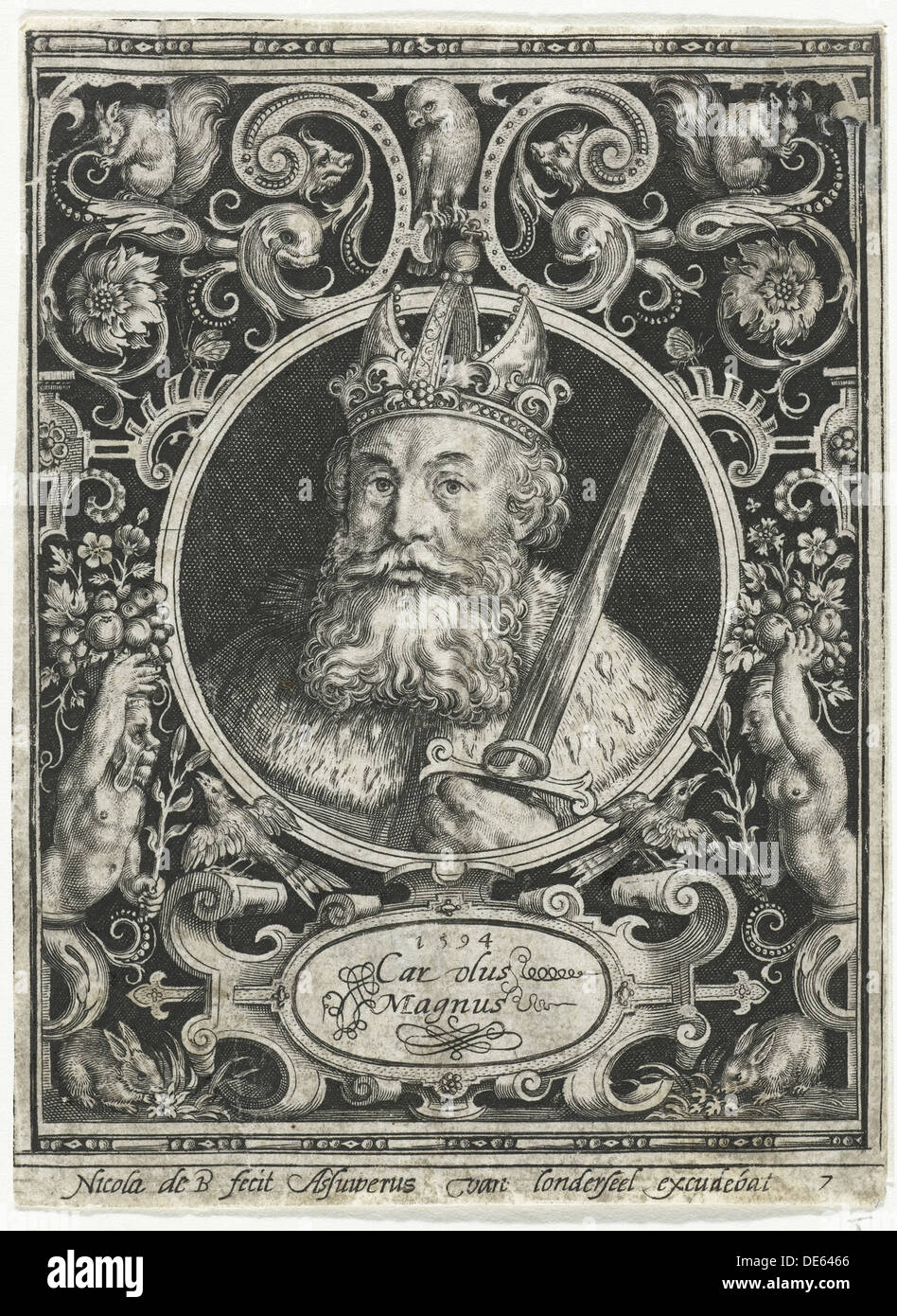 Charles le Grand, Roi des Francs, 1594. Artiste : Nicolaes de Bruyn, (1571-1656) Banque D'Images