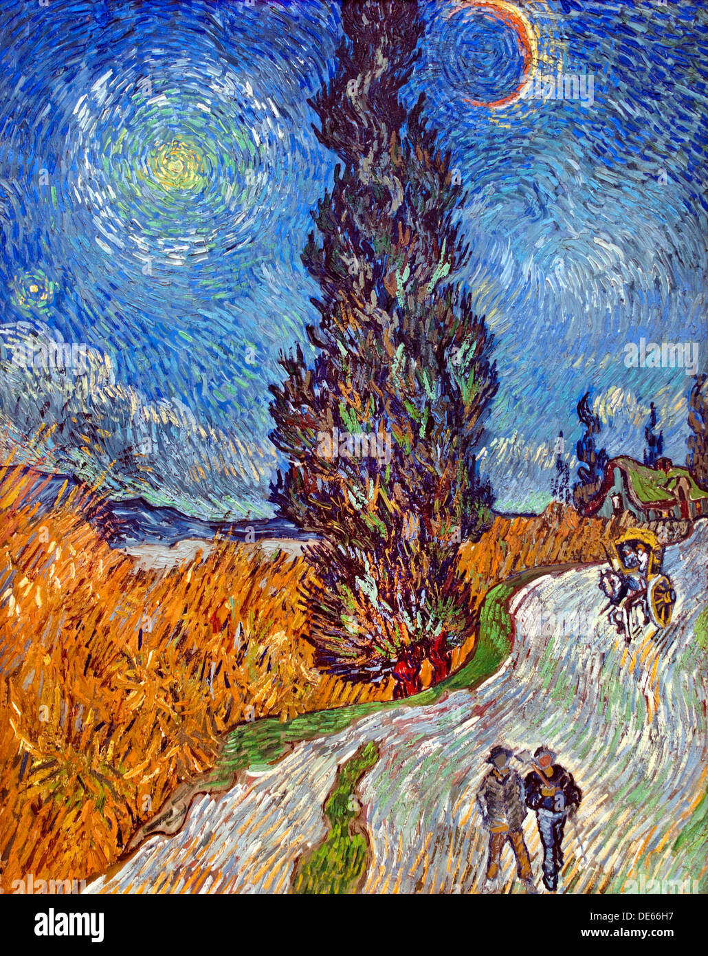 Route de campagne et la Provence par nuit Saint Remy 1889 Vincent van Gogh 1853 - 1890 Pays-Bas Néerlandais Banque D'Images
