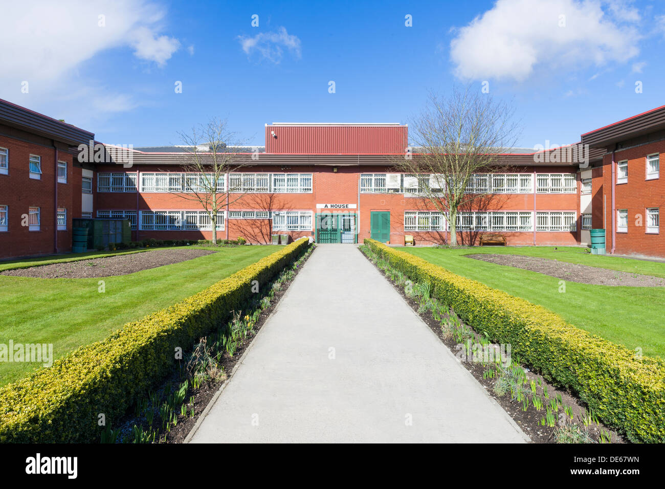 L'aile cellulaire connu comme 'une maison' dans l'une des prisons de Sa Majesté dans le Lancashire au Royaume-Uni. Banque D'Images