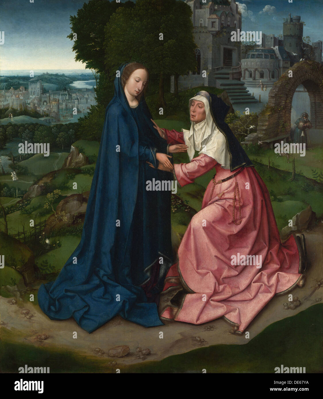 La Visitation de la Vierge à sainte Elisabeth. Bord d'un retable, ca 1515. Artiste : Maître de 1518, (atelier) Banque D'Images