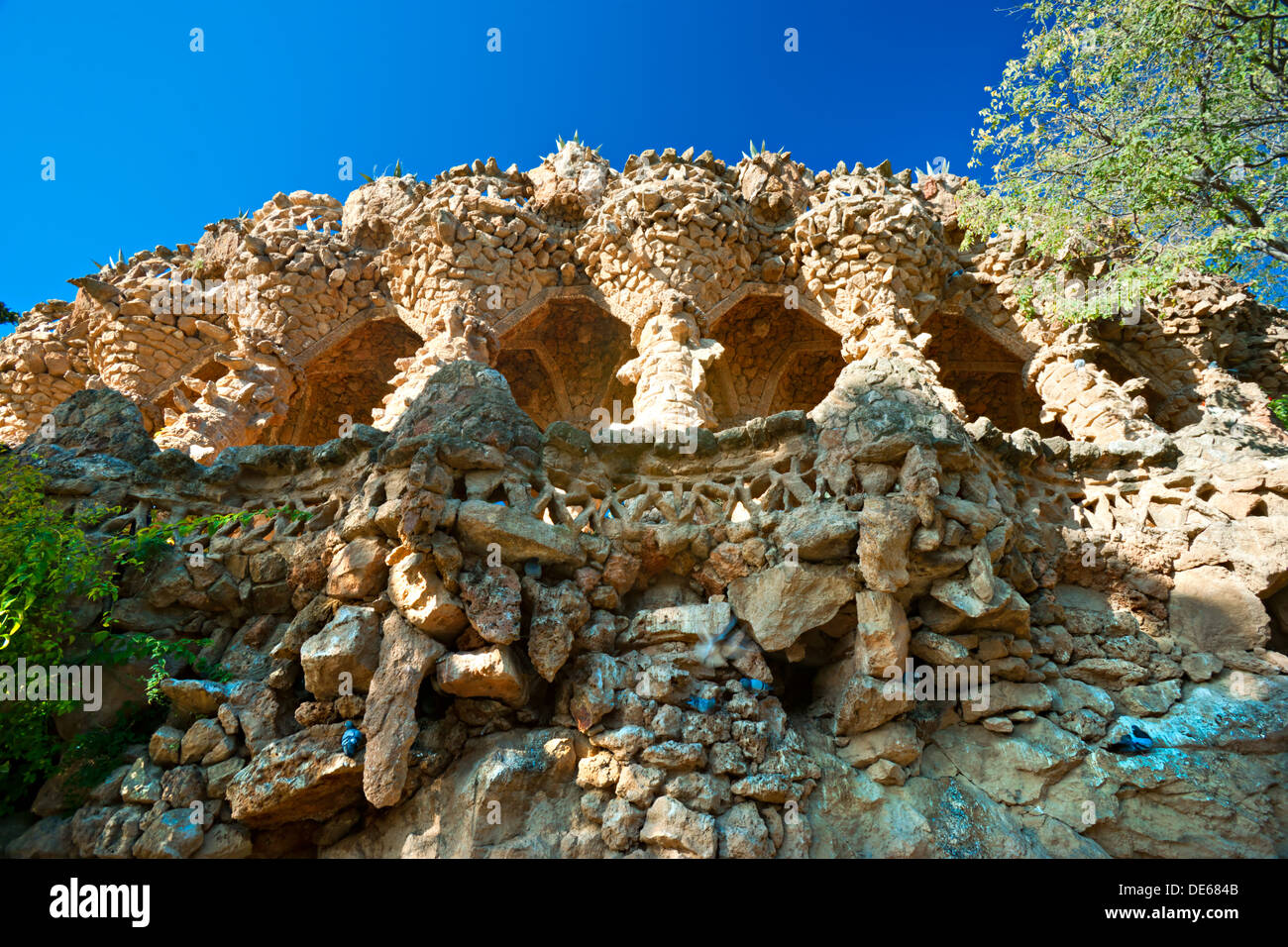 Le Parc Guell à Barcelone, Espagne. Banque D'Images