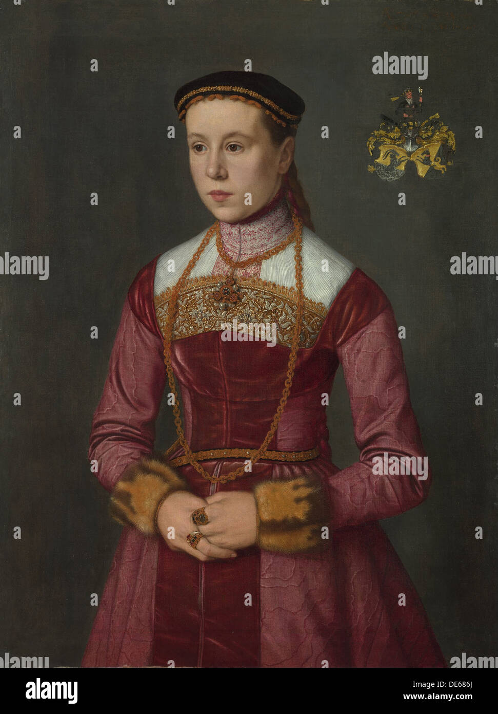 Portrait d'une jeune dame, ca 1561. Artiste : Neufchâtel, Nicolas (ca. 1527-ca. 1590) Banque D'Images