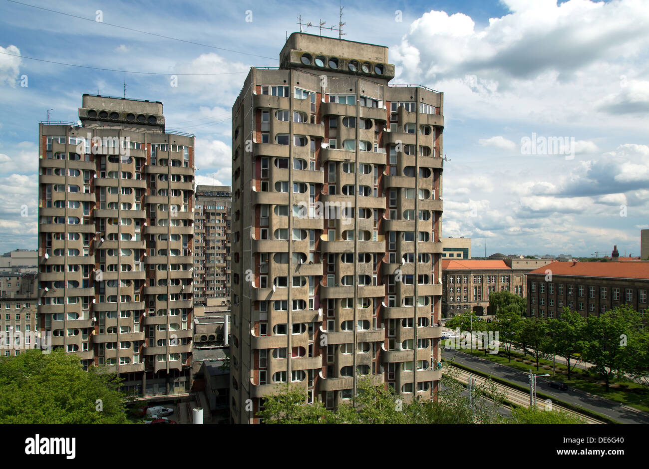 Wroclaw, Pologne, des gratte-ciel de la colonie Plac Grunwaldzki Banque D'Images