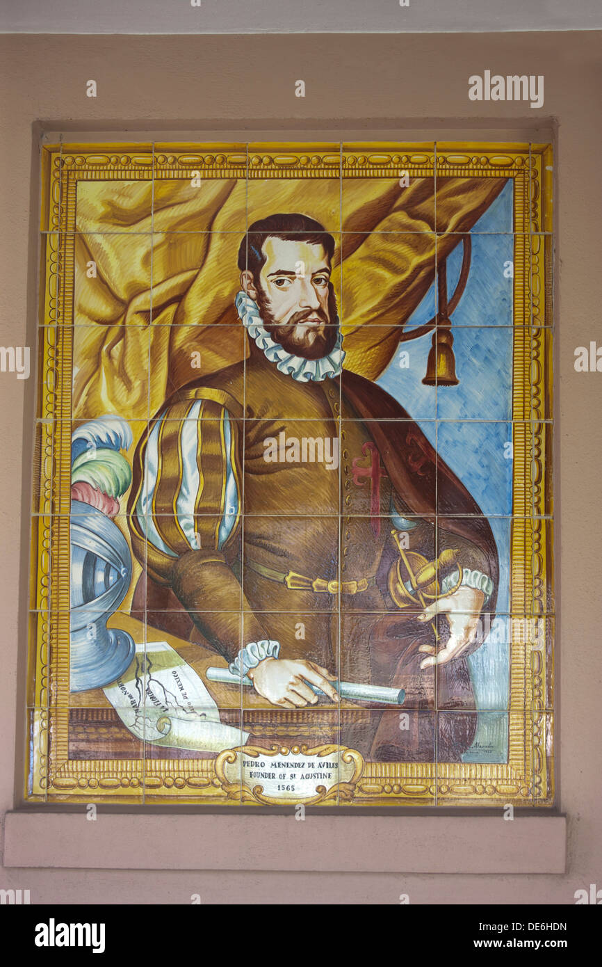 PEDRO MENEDEZ DE AVILES PORTRAIT MOSAÏQUE HISTORICAL SOCIETY MUSEUM SAINT AUGUSTINE EN FLORIDE USA Banque D'Images