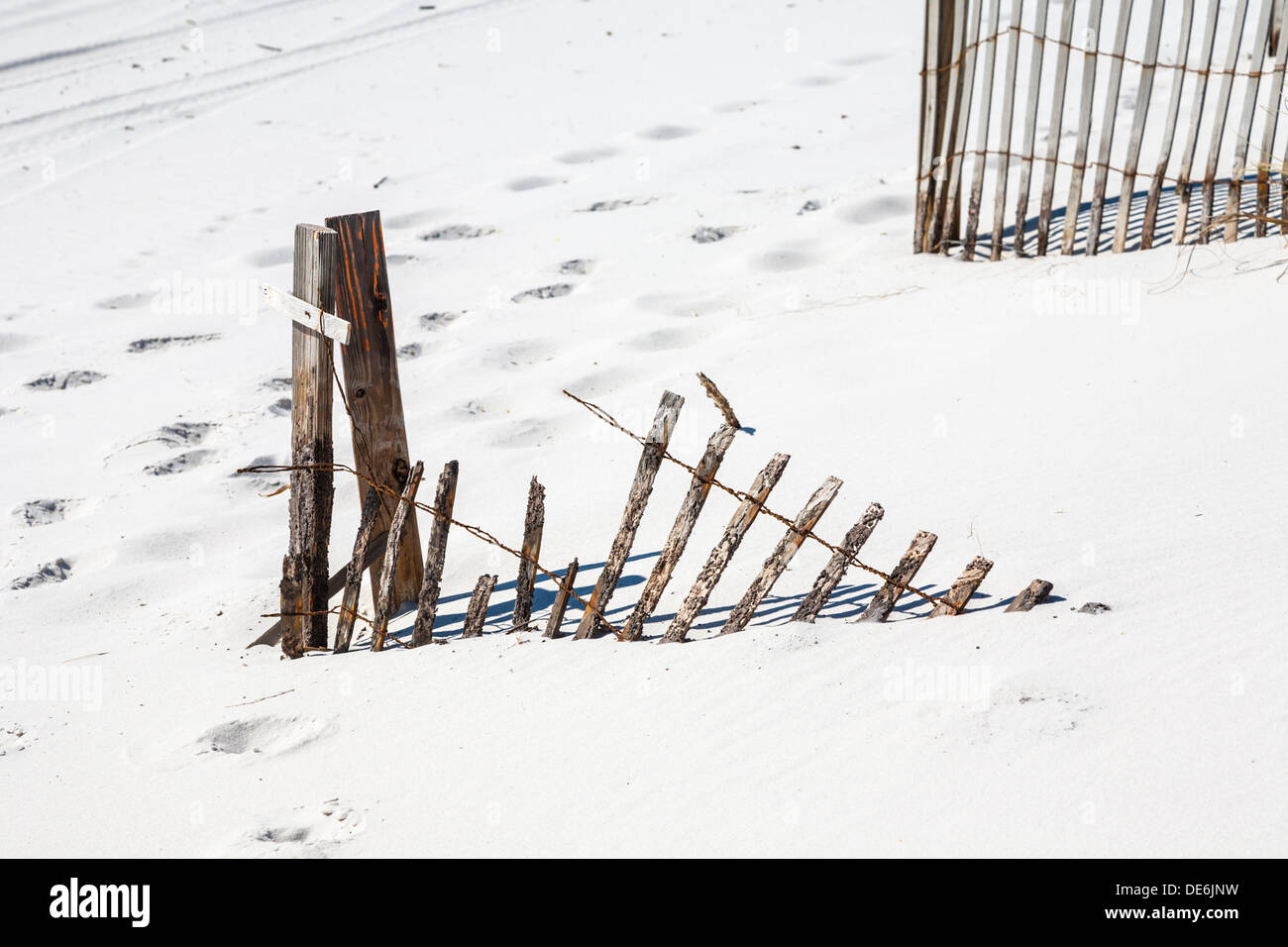 Le contrôle de l'érosion des dunes et construit des clôtures pour protéger les plages de sable blanc de Gulf Breeze Banque D'Images