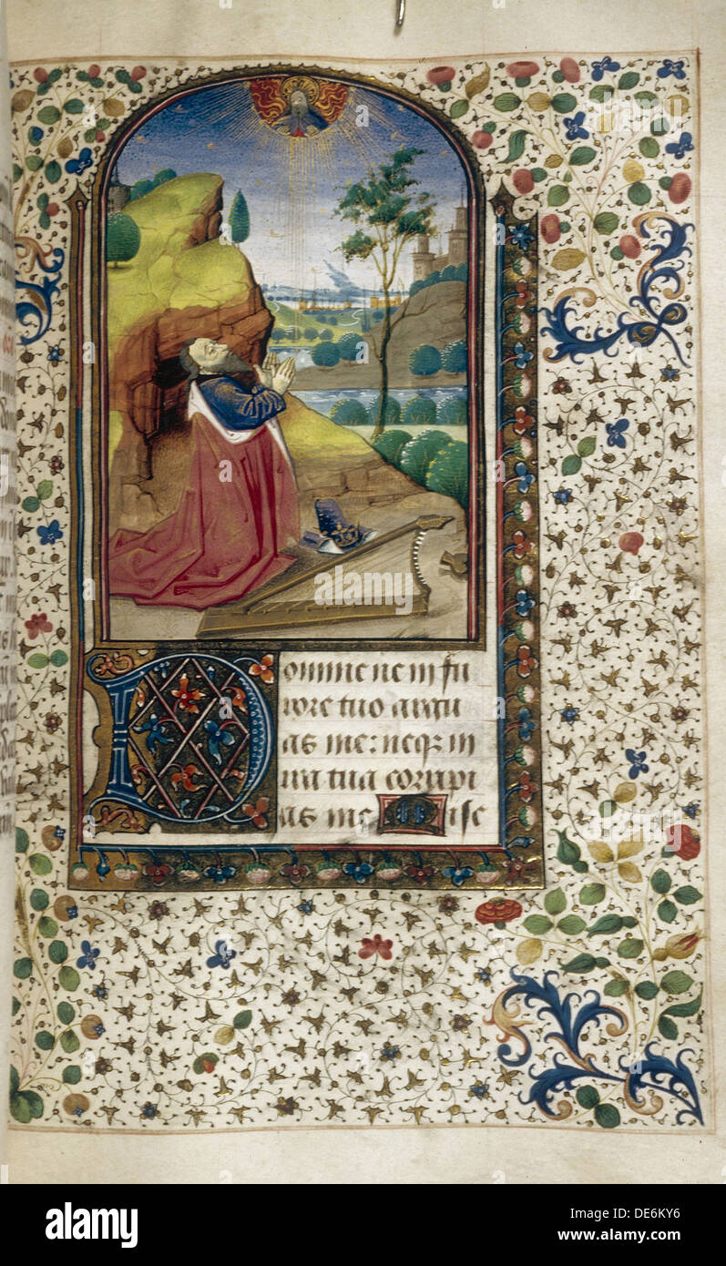 Le roi David en prière (Livre d'heures), 1450-1499. Artiste : Anonyme Banque D'Images
