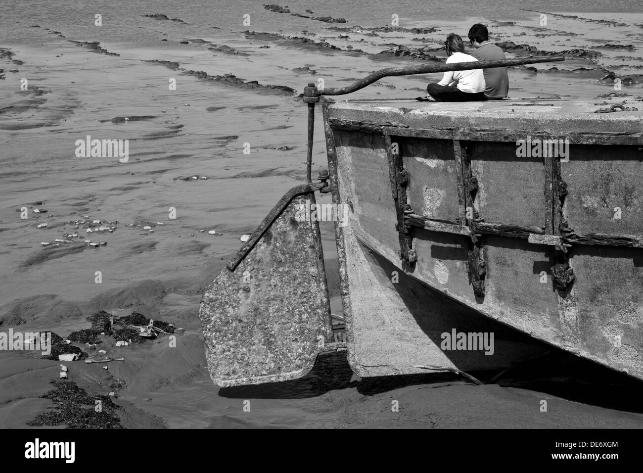 Purton barges navire cimetière sur les rives de la rivière Severn dans le Gloucestershire Banque D'Images