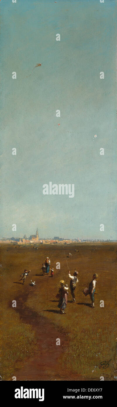 Voler un cerf-volant, ca 1880-1885. Artiste : Spitzweg, Carl (1808-1885) Banque D'Images