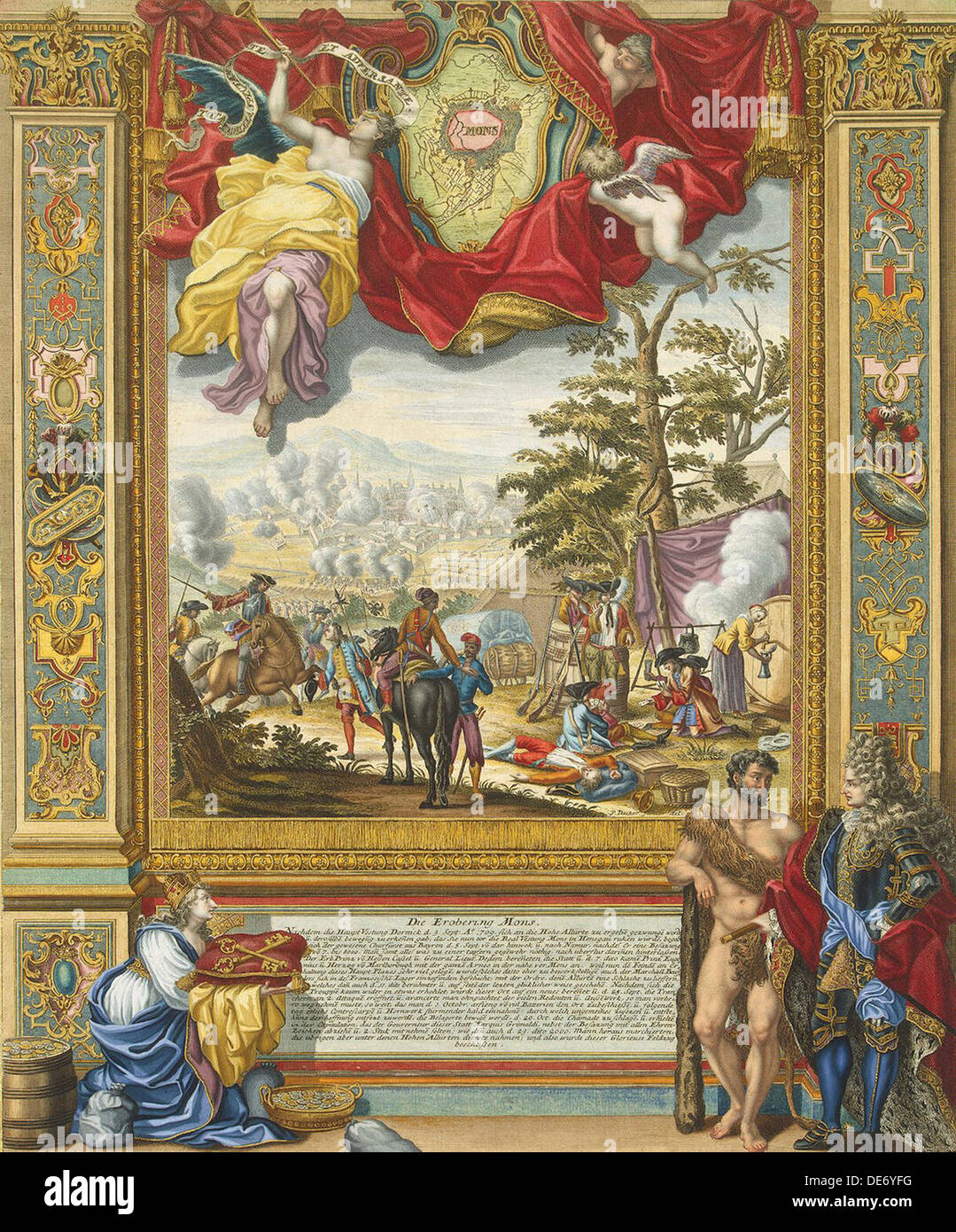 Siège de Mons par les troupes alliées en 1709, début du 18e cen.. Artiste : Corvinus, Johann August (1683-1738) Banque D'Images