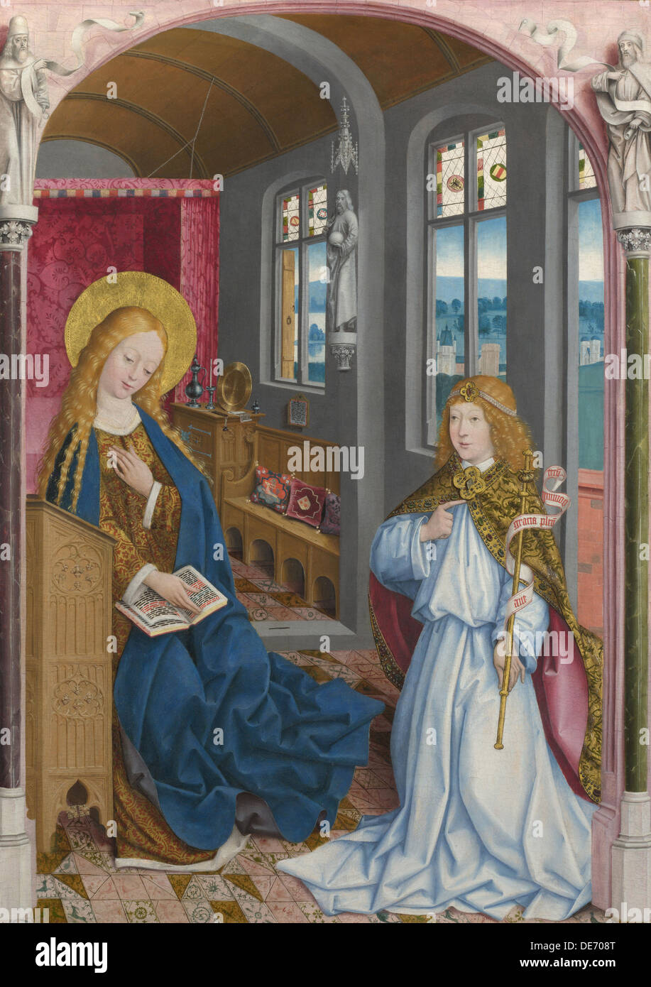 L'Annonciation (le retable Liesborn), ca. 1470-1480. Artiste : Maître de Liesborn (15e siècle) Banque D'Images