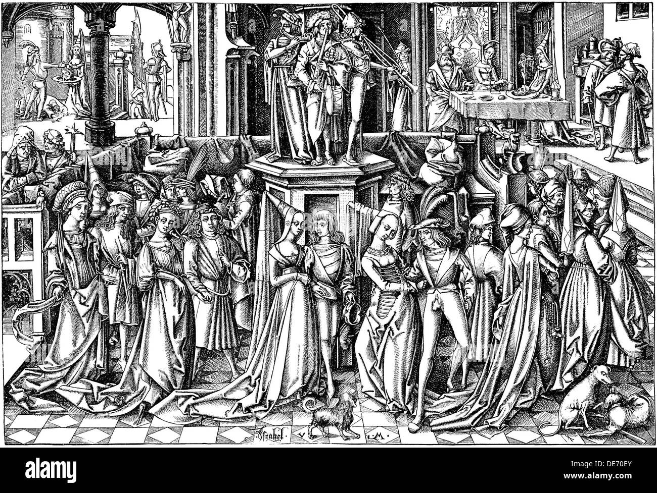 La danse à la Cour d'Hérode, ch. 1500. Meckenem Israhel, artiste : van, le jeune (ca 1440-1503) Banque D'Images