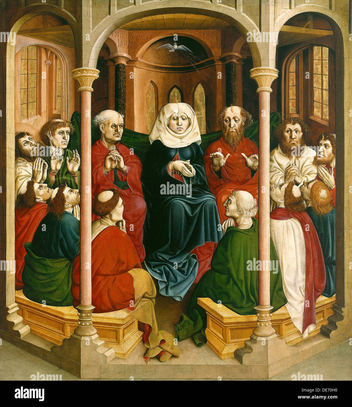 La descente de l'Esprit Saint (Pentecôte). Les ailes de l'autel, 1437 Wangen im Allgäu. Artiste : Hans Multscher (ch. 1400-1467) Banque D'Images