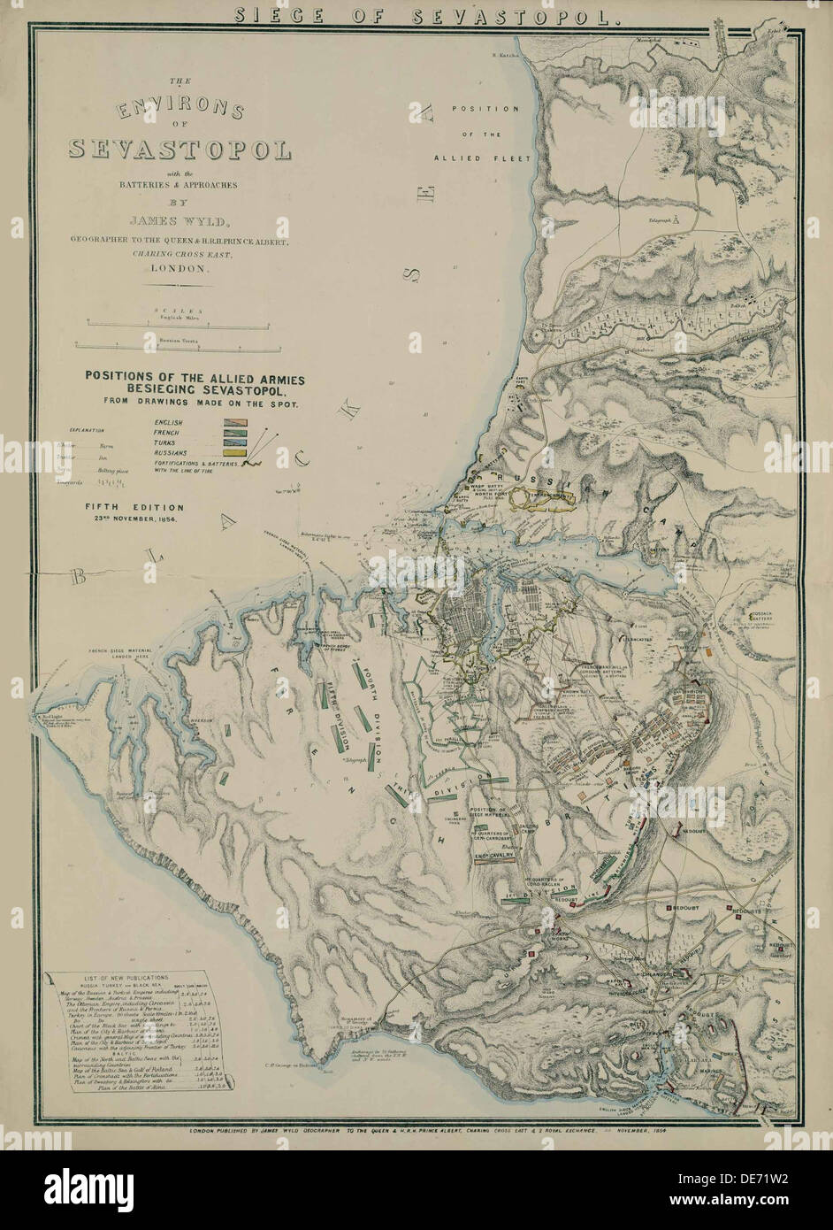 Plan de la commune de Sébastopol, 1854. Artiste : Wyld, James (1812-1887) Banque D'Images