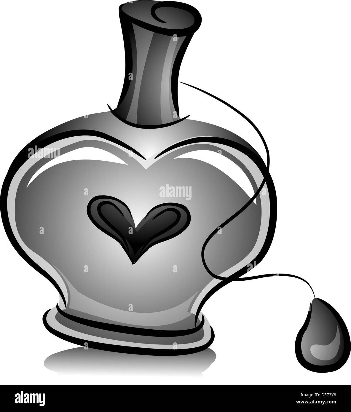 Illustration de flacon de parfum vaporisateur avec bille en noir et blanc Banque D'Images