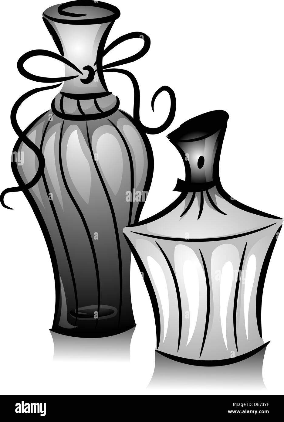 Illustration de parfums en bouteille en noir et blanc Banque D'Images