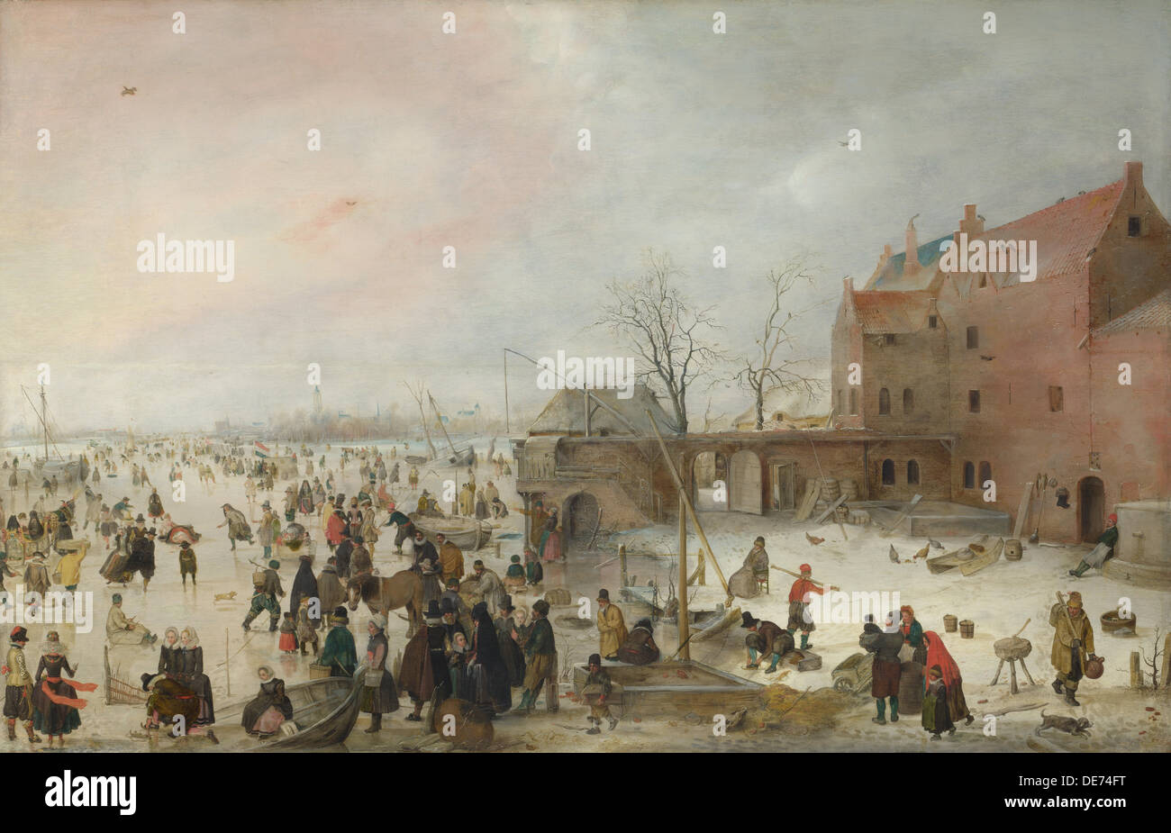 Une scène sur la glace près de la ville, c. 1615. Artiste : Avercamp, Hendrick (1585-1634) Banque D'Images