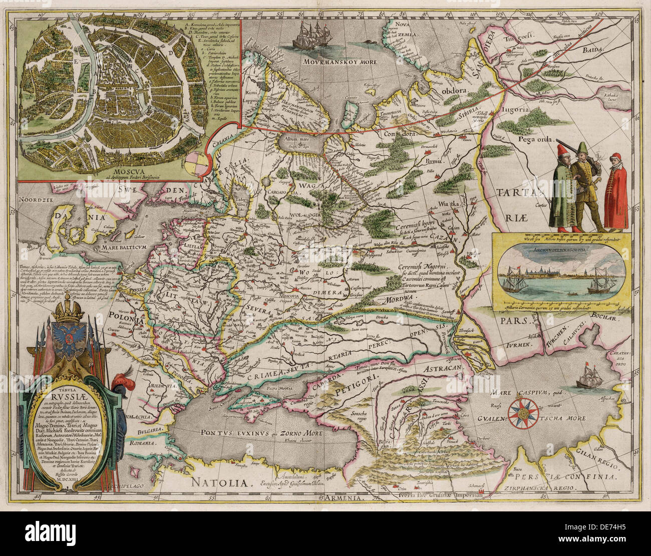 Carte de la Russie et de Moscou (De : Theatrum Orbis Terrarum...), 1645. Artiste : Blaeu, Willem Janszoon (1571-1638) Banque D'Images