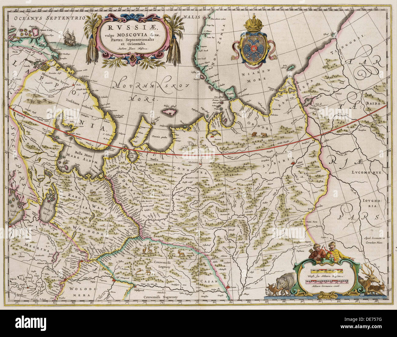 Carte de la Russie (De : Partes septentrionalis et orientalis), années 1630. Artiste : Massa, Isaac Abrahamsz. (1586-1643) Banque D'Images