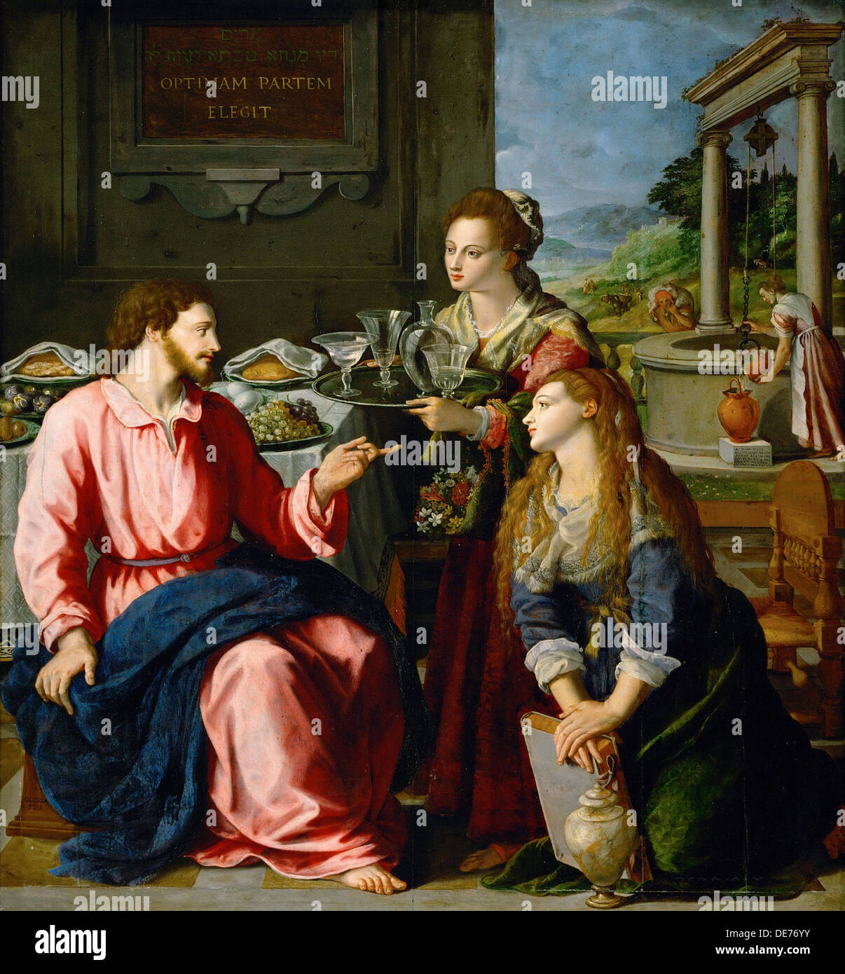 Le Christ dans la maison de Marthe et Marie, 1605. Artiste : Francesco, Alessandro (1535-1607) Banque D'Images