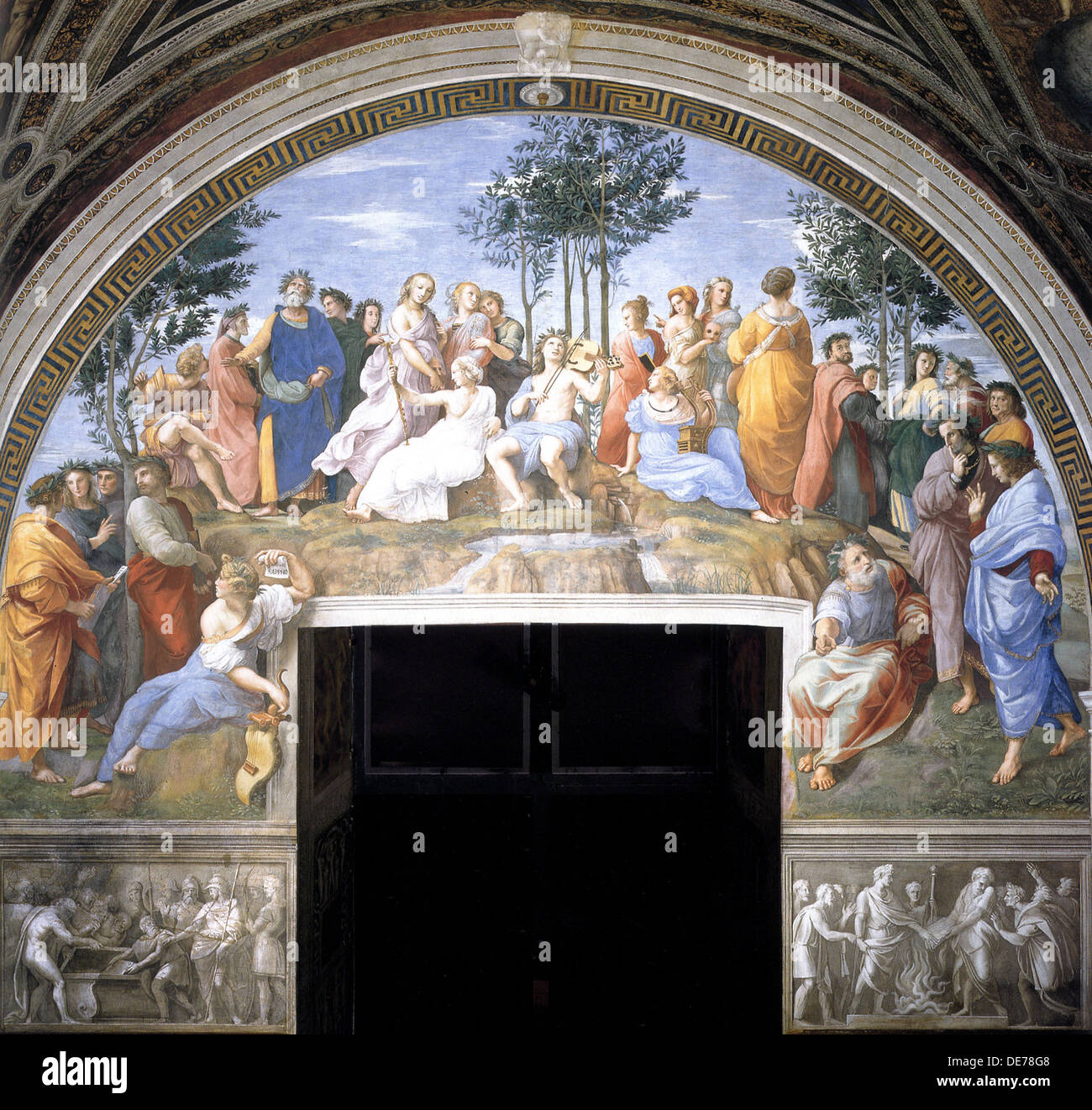 Le Parnasse (fresque de la Stanza della Segnatura), 1509-1511. Artiste : Raphael (1483-1520) Banque D'Images