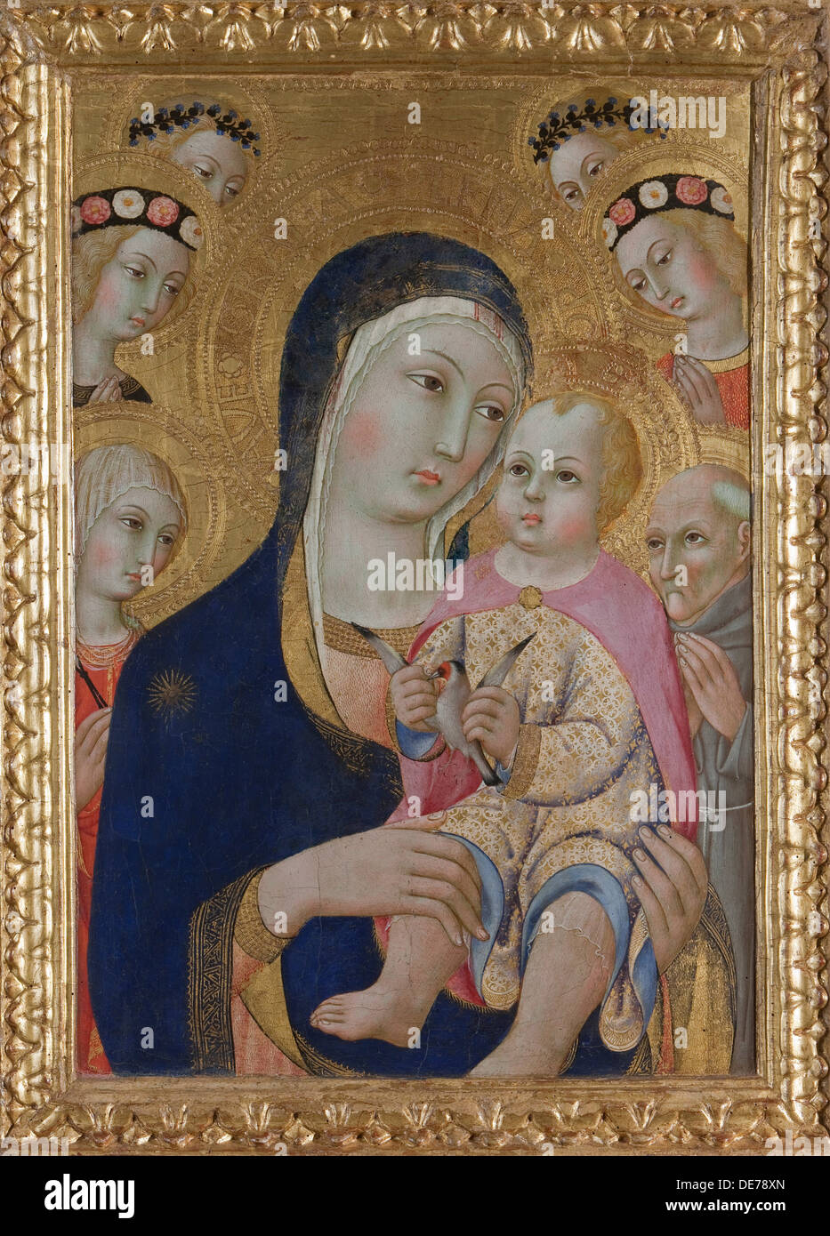 Vierge à l'enfant, Saints Apollonia et Bernardino et quatre anges, ca 1460. Artiste : Sano di Pietro (1406-1481) Banque D'Images