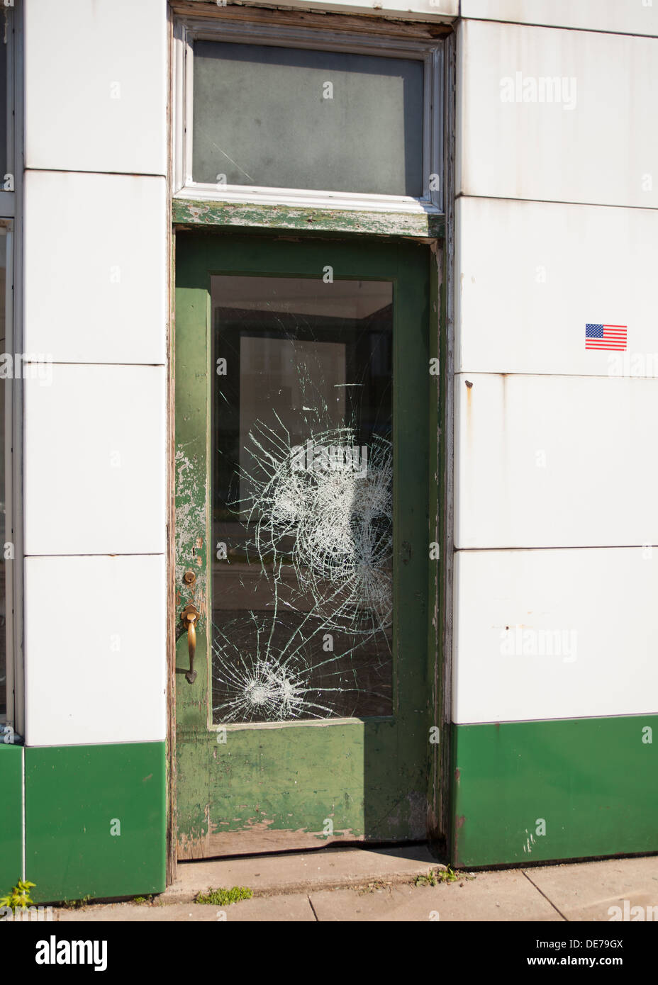 Broken glass door Banque D'Images