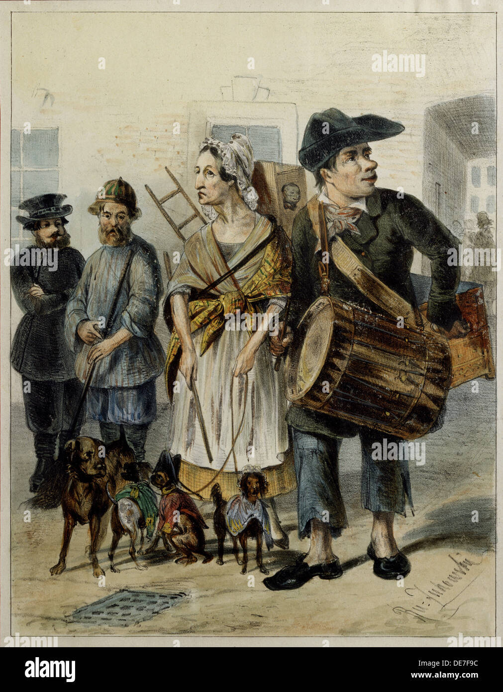 Un serviteur prendre les chiens, 1843. Artiste : Zhukovsky, Rudolf Kasimirovich (1814-1886) Banque D'Images