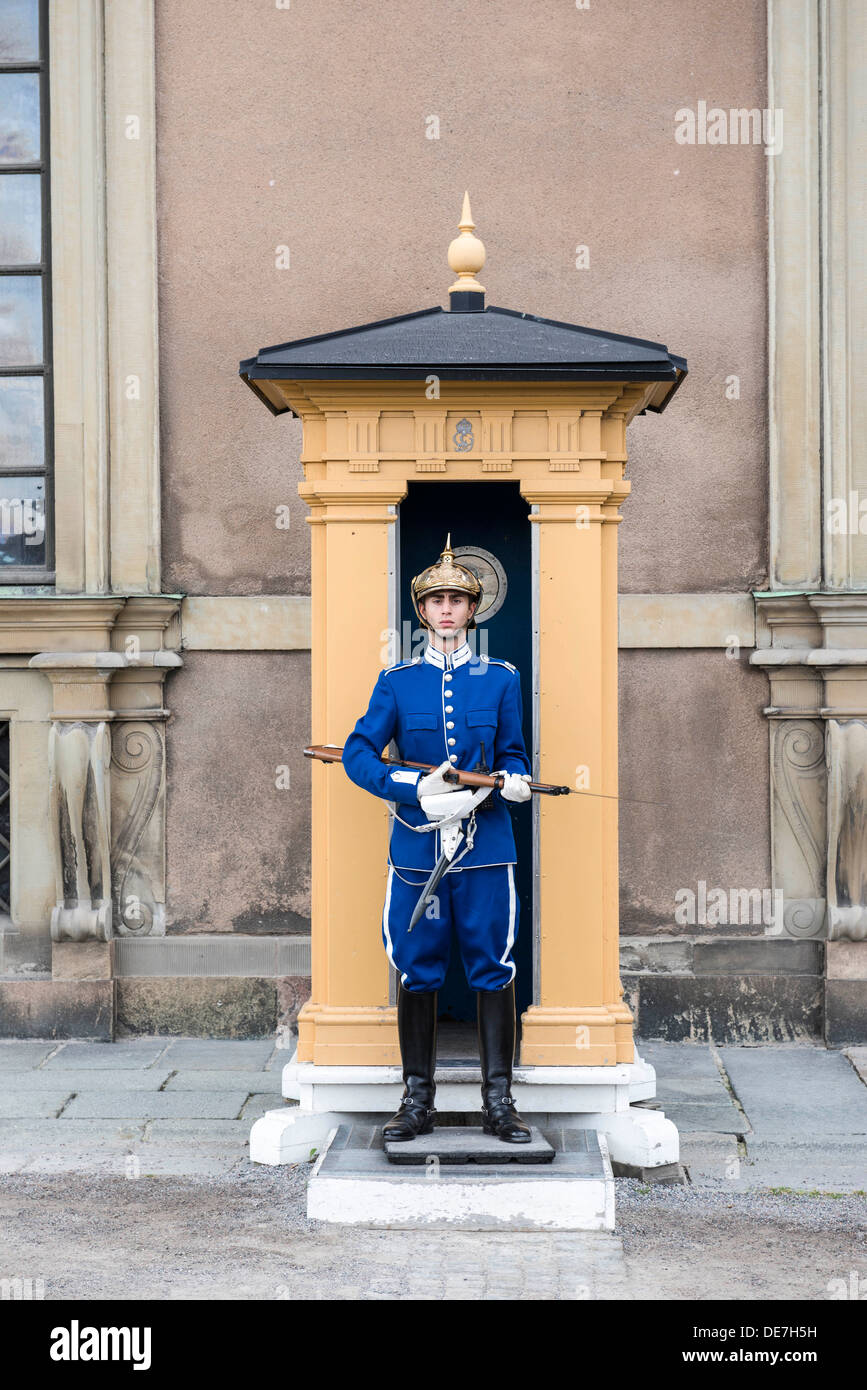 Garde à l'extérieur de Palais Royal de Stockholm Banque D'Images