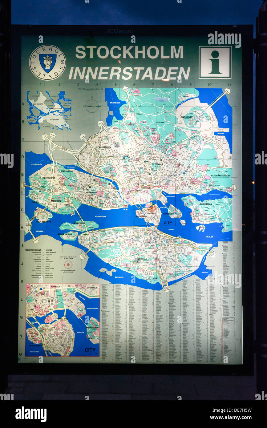 Plan des rues de Stockholm sur l'affichage Banque D'Images