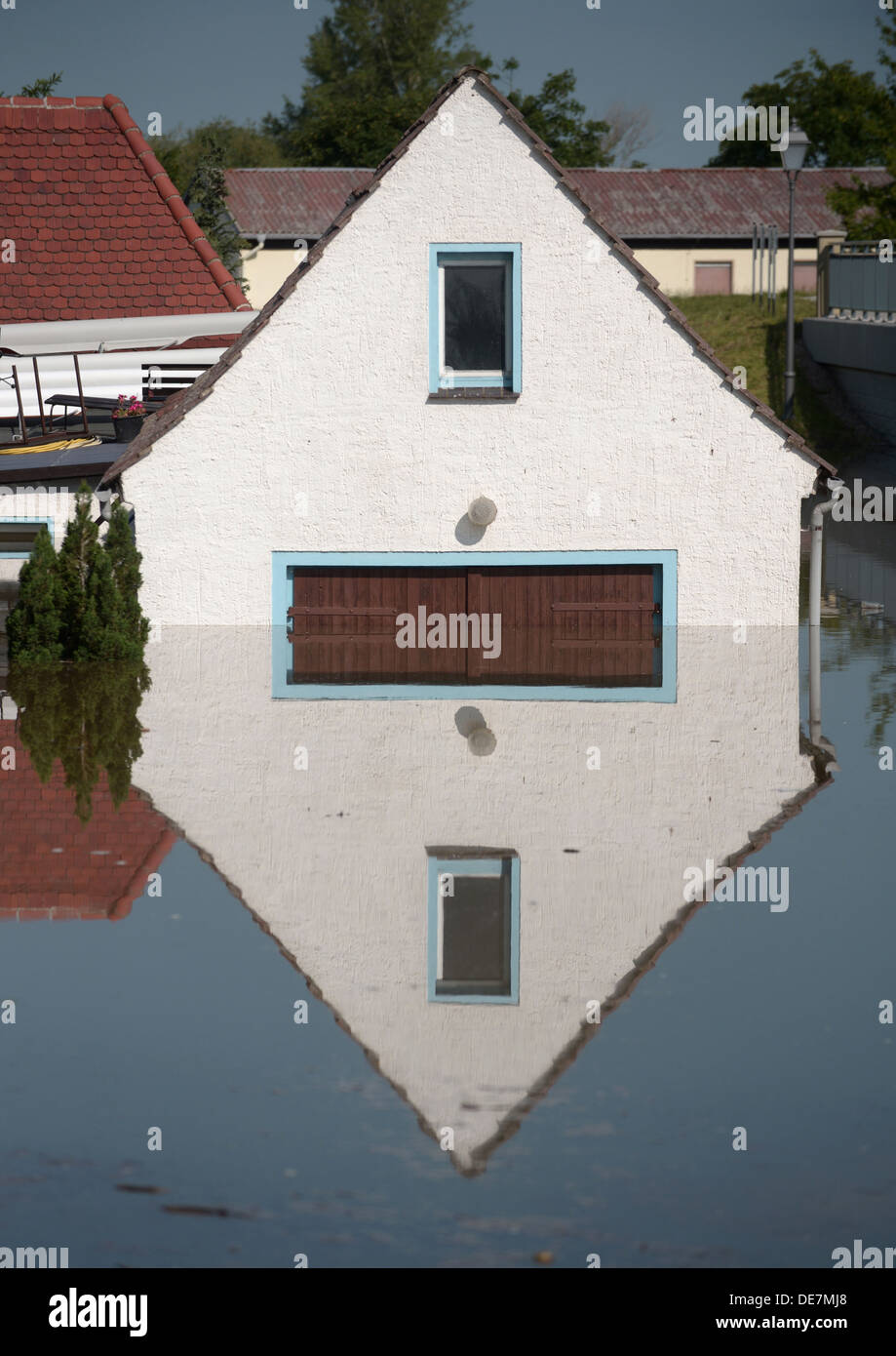 Muehl, Allemagne, inondé par l'inondation house Banque D'Images