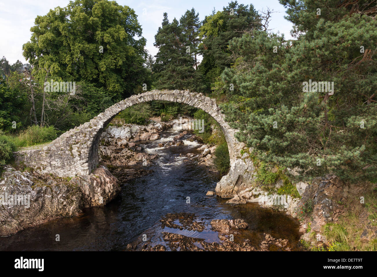 L'Écosse, Carrbridge, vue du vieux pont Pack Horse Banque D'Images