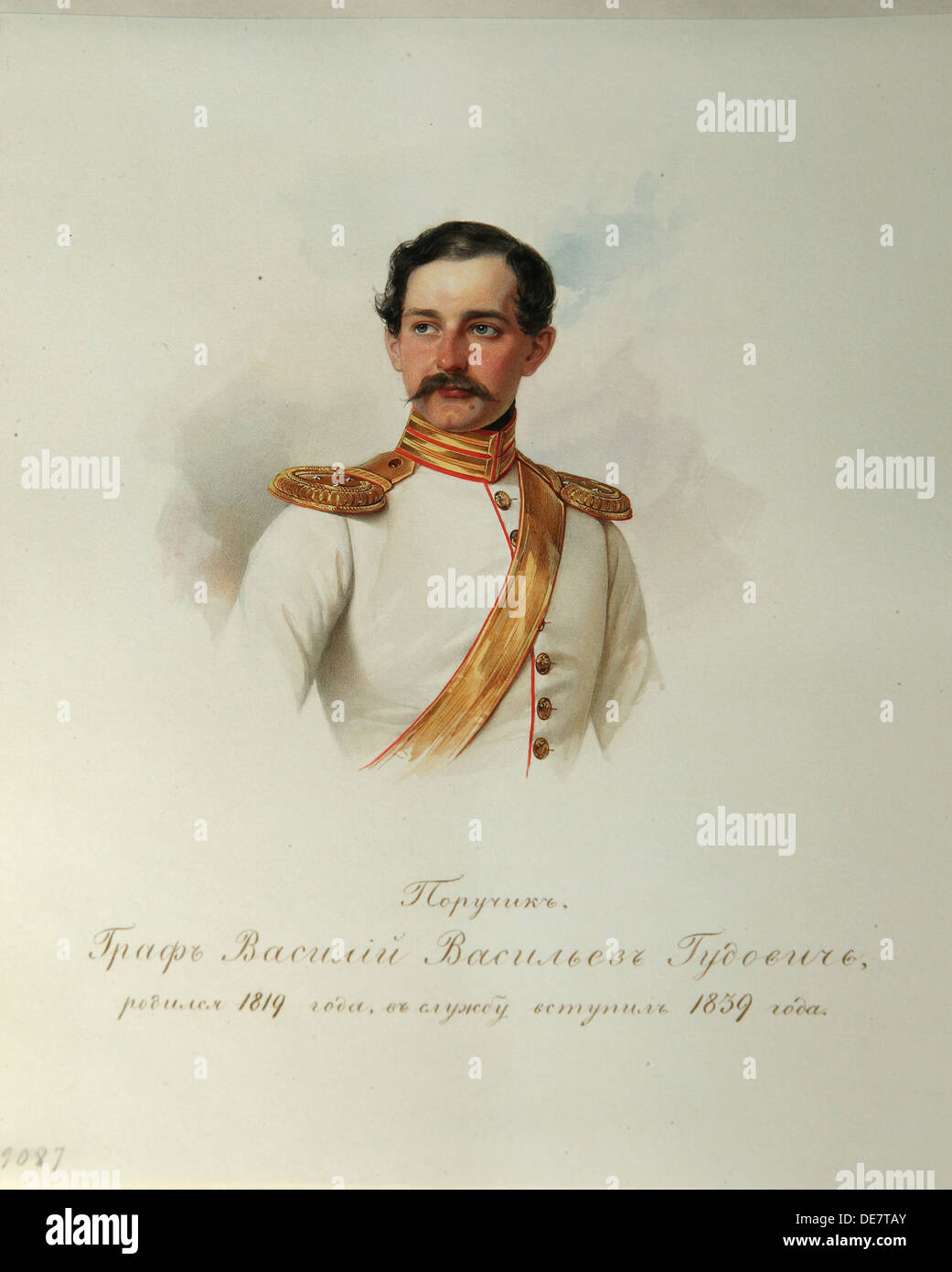 Portrait du Comte Vasily Vasilievitch Gudovich (1819-1886) (tiré de l'Album de la cavalerie de la Garde Impériale), 1846-1849. Artiste : Hau (Gau), Vladimir Ivanov Banque D'Images